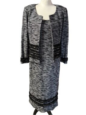 Todd & Olivia Two Piece Knit Skirt Suit Set Sleeveless Dress Jacket Women’s 10